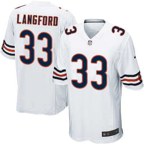 Men's Game Jeremy Langford Nike Jersey White Road - #33 NFL Chicago Bears